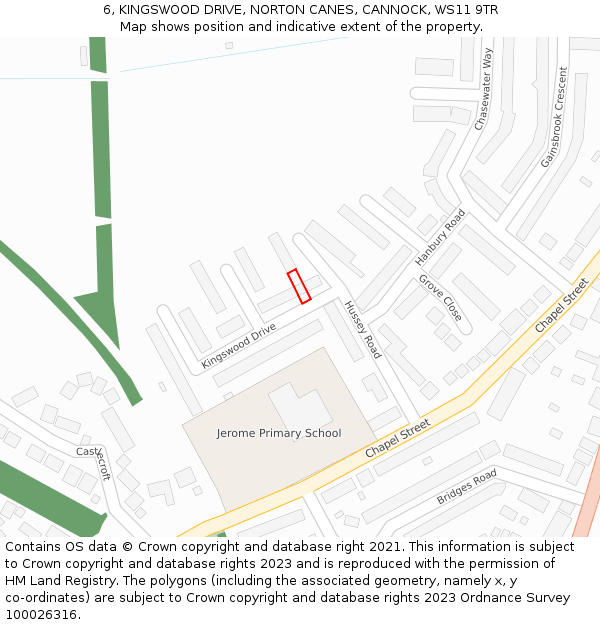 6, KINGSWOOD DRIVE, NORTON CANES, CANNOCK, WS11 9TR: Location map and indicative extent of plot