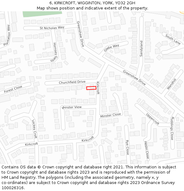 6, KIRKCROFT, WIGGINTON, YORK, YO32 2GH: Location map and indicative extent of plot