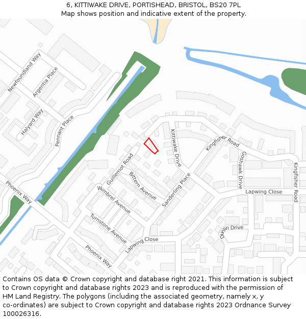 6, KITTIWAKE DRIVE, PORTISHEAD, BRISTOL, BS20 7PL: Location map and indicative extent of plot