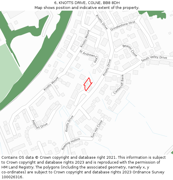 6, KNOTTS DRIVE, COLNE, BB8 8DH: Location map and indicative extent of plot