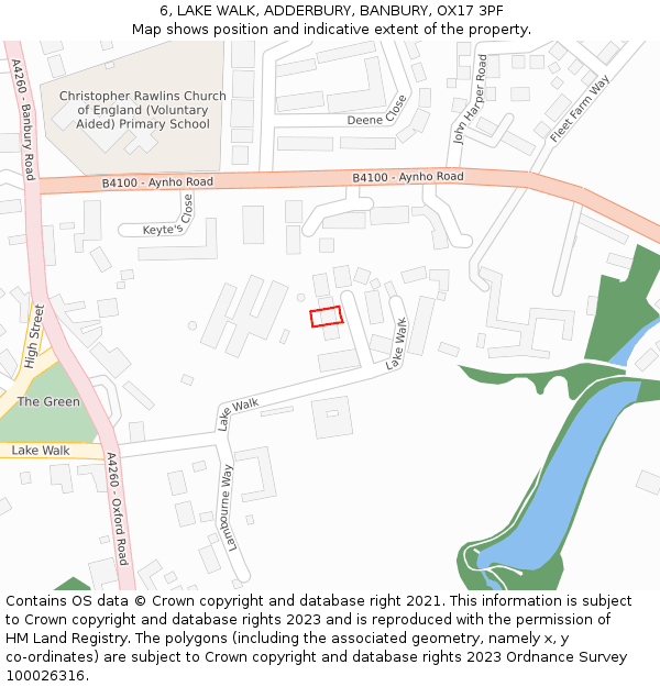 6, LAKE WALK, ADDERBURY, BANBURY, OX17 3PF: Location map and indicative extent of plot