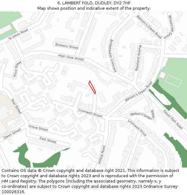 6, LAMBERT FOLD, DUDLEY, DY2 7HF: Location map and indicative extent of plot