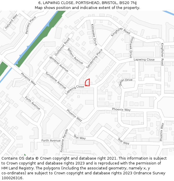 6, LAPWING CLOSE, PORTISHEAD, BRISTOL, BS20 7NJ: Location map and indicative extent of plot