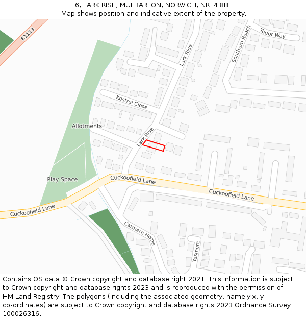 6, LARK RISE, MULBARTON, NORWICH, NR14 8BE: Location map and indicative extent of plot