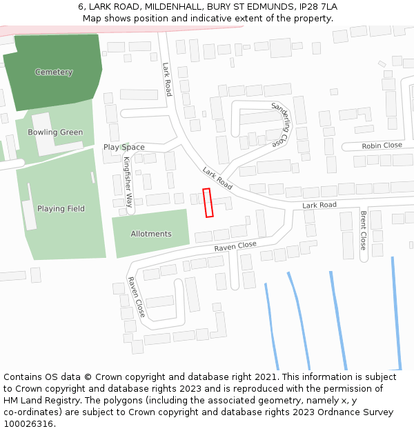 6, LARK ROAD, MILDENHALL, BURY ST EDMUNDS, IP28 7LA: Location map and indicative extent of plot