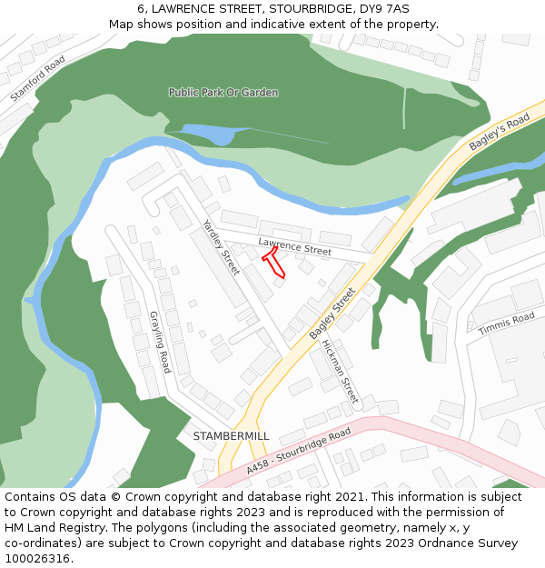 6, LAWRENCE STREET, STOURBRIDGE, DY9 7AS: Location map and indicative extent of plot