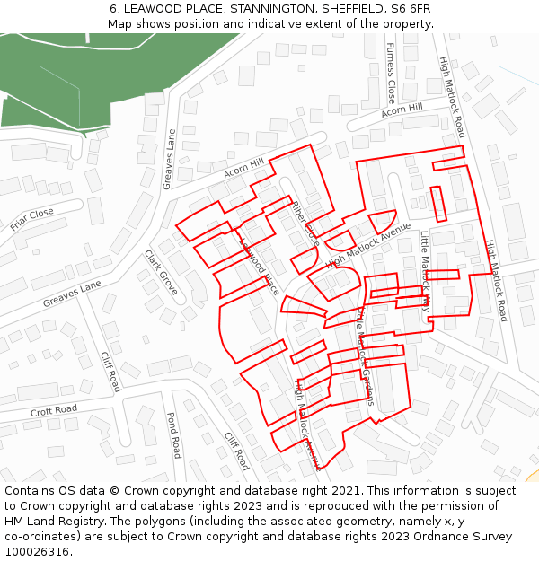 6, LEAWOOD PLACE, STANNINGTON, SHEFFIELD, S6 6FR: Location map and indicative extent of plot