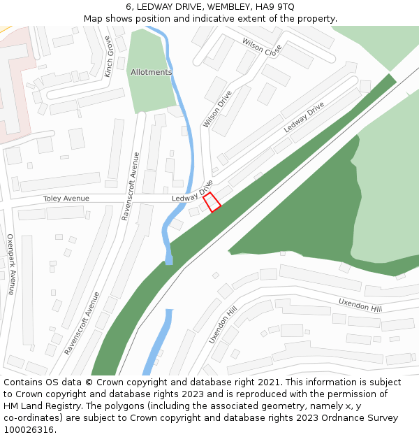 6, LEDWAY DRIVE, WEMBLEY, HA9 9TQ: Location map and indicative extent of plot