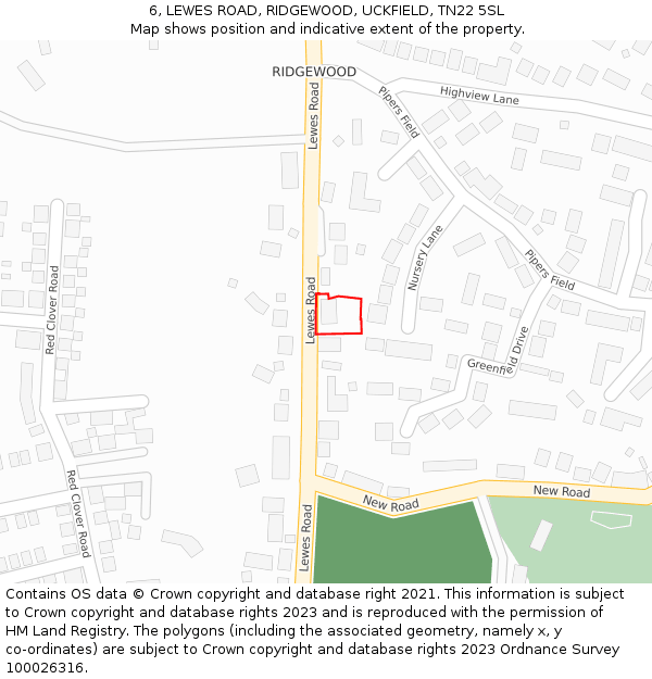 6, LEWES ROAD, RIDGEWOOD, UCKFIELD, TN22 5SL: Location map and indicative extent of plot