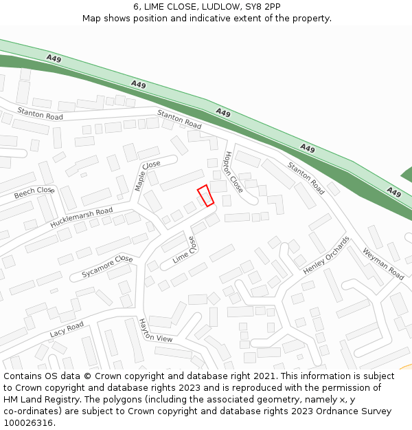6, LIME CLOSE, LUDLOW, SY8 2PP: Location map and indicative extent of plot