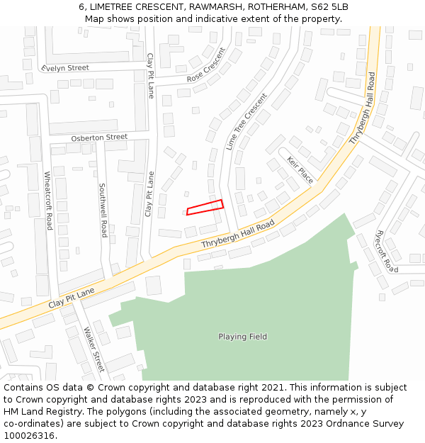 6, LIMETREE CRESCENT, RAWMARSH, ROTHERHAM, S62 5LB: Location map and indicative extent of plot