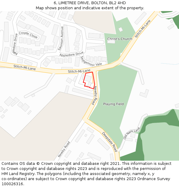 6, LIMETREE DRIVE, BOLTON, BL2 4HD: Location map and indicative extent of plot