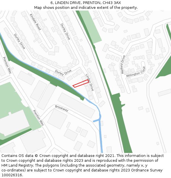 6, LINDEN DRIVE, PRENTON, CH43 3AX: Location map and indicative extent of plot