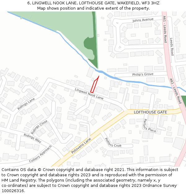 6, LINGWELL NOOK LANE, LOFTHOUSE GATE, WAKEFIELD, WF3 3HZ: Location map and indicative extent of plot