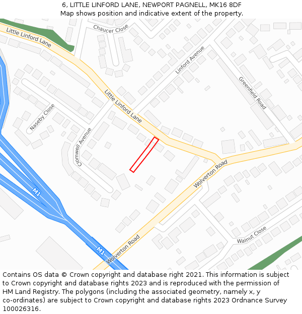 6, LITTLE LINFORD LANE, NEWPORT PAGNELL, MK16 8DF: Location map and indicative extent of plot