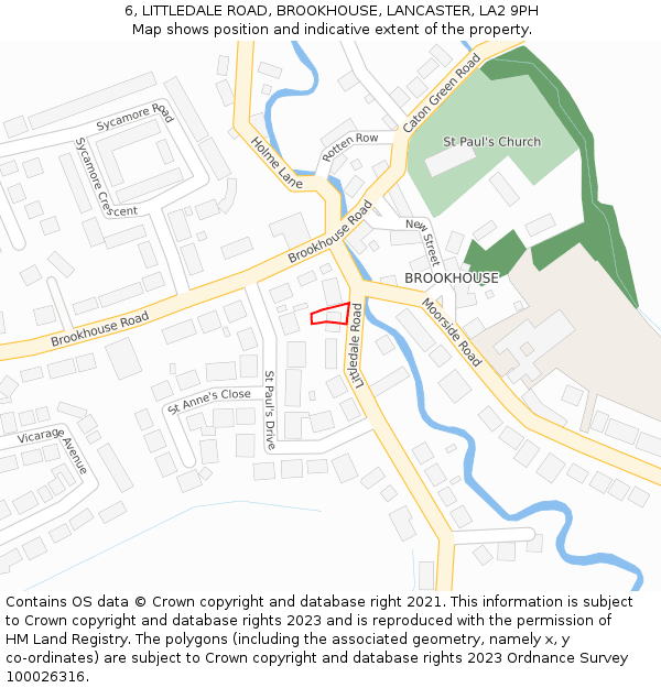 6, LITTLEDALE ROAD, BROOKHOUSE, LANCASTER, LA2 9PH: Location map and indicative extent of plot