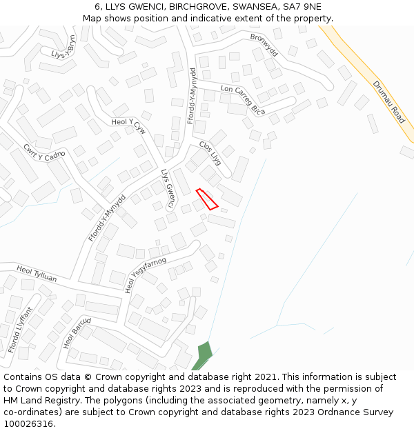 6, LLYS GWENCI, BIRCHGROVE, SWANSEA, SA7 9NE: Location map and indicative extent of plot