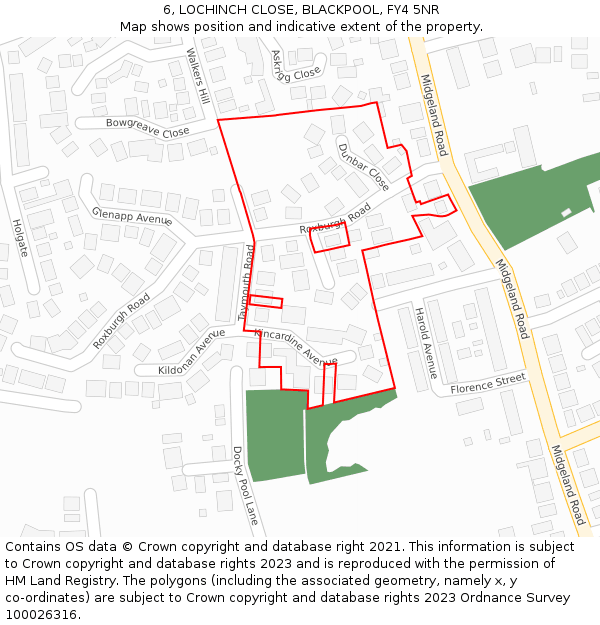 6, LOCHINCH CLOSE, BLACKPOOL, FY4 5NR: Location map and indicative extent of plot