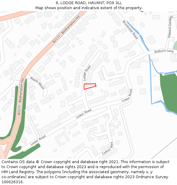 6, LODGE ROAD, HAVANT, PO9 3LL: Location map and indicative extent of plot