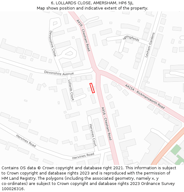 6, LOLLARDS CLOSE, AMERSHAM, HP6 5JL: Location map and indicative extent of plot