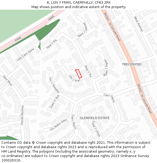 6, LON Y FRAN, CAERPHILLY, CF83 2RX: Location map and indicative extent of plot