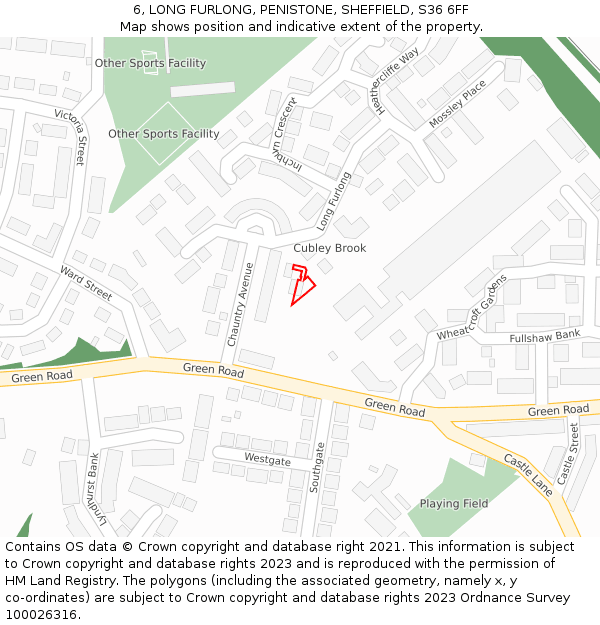 6, LONG FURLONG, PENISTONE, SHEFFIELD, S36 6FF: Location map and indicative extent of plot