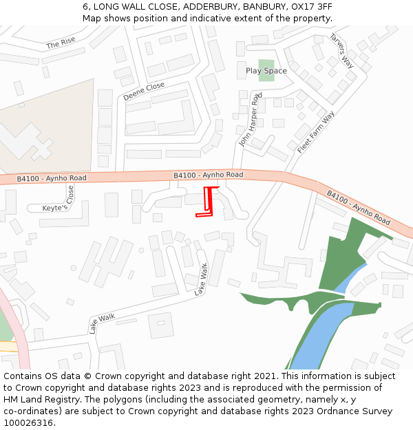 6, LONG WALL CLOSE, ADDERBURY, BANBURY, OX17 3FF: Location map and indicative extent of plot