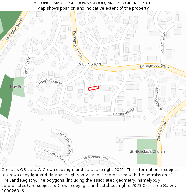 6, LONGHAM COPSE, DOWNSWOOD, MAIDSTONE, ME15 8TL: Location map and indicative extent of plot