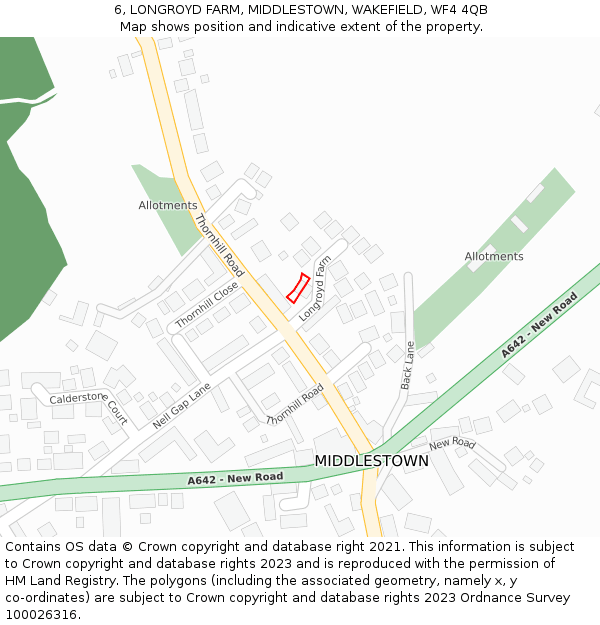 6, LONGROYD FARM, MIDDLESTOWN, WAKEFIELD, WF4 4QB: Location map and indicative extent of plot