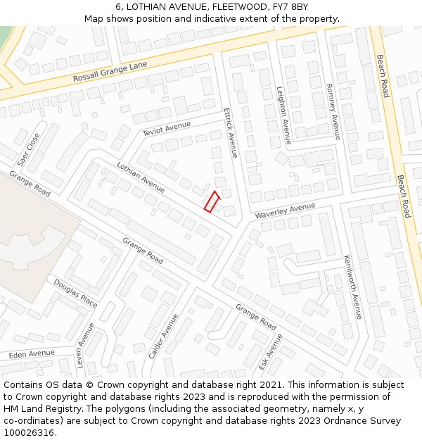 6, LOTHIAN AVENUE, FLEETWOOD, FY7 8BY: Location map and indicative extent of plot