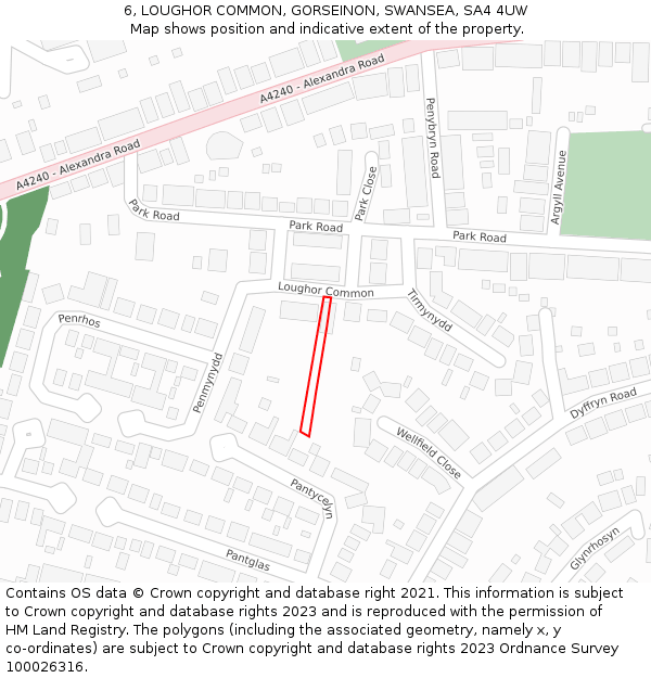 6, LOUGHOR COMMON, GORSEINON, SWANSEA, SA4 4UW: Location map and indicative extent of plot