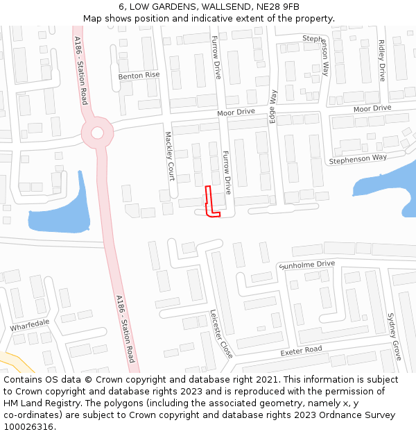 6, LOW GARDENS, WALLSEND, NE28 9FB: Location map and indicative extent of plot