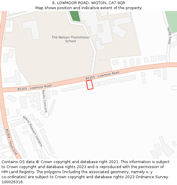 6, LOWMOOR ROAD, WIGTON, CA7 9QR: Location map and indicative extent of plot