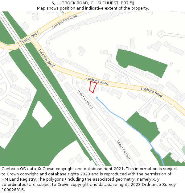 6, LUBBOCK ROAD, CHISLEHURST, BR7 5JJ: Location map and indicative extent of plot