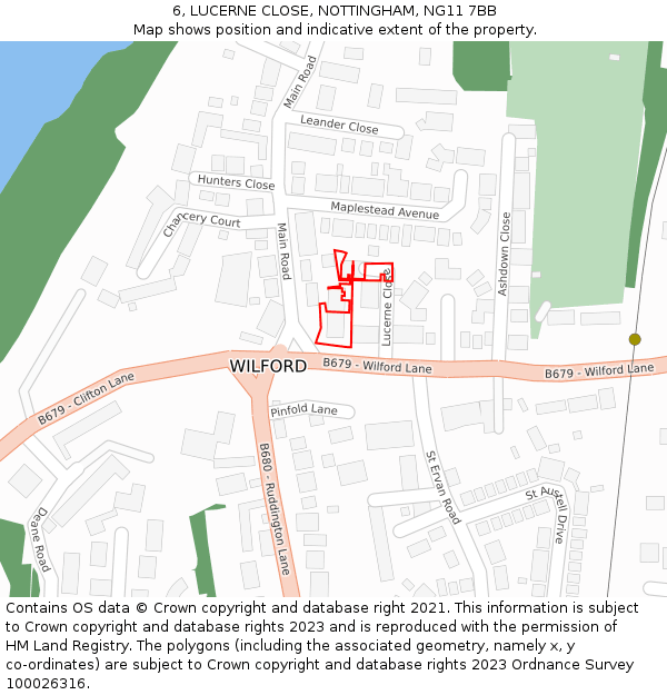 6, LUCERNE CLOSE, NOTTINGHAM, NG11 7BB: Location map and indicative extent of plot