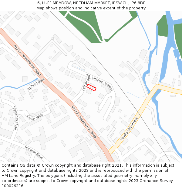 6, LUFF MEADOW, NEEDHAM MARKET, IPSWICH, IP6 8DP: Location map and indicative extent of plot