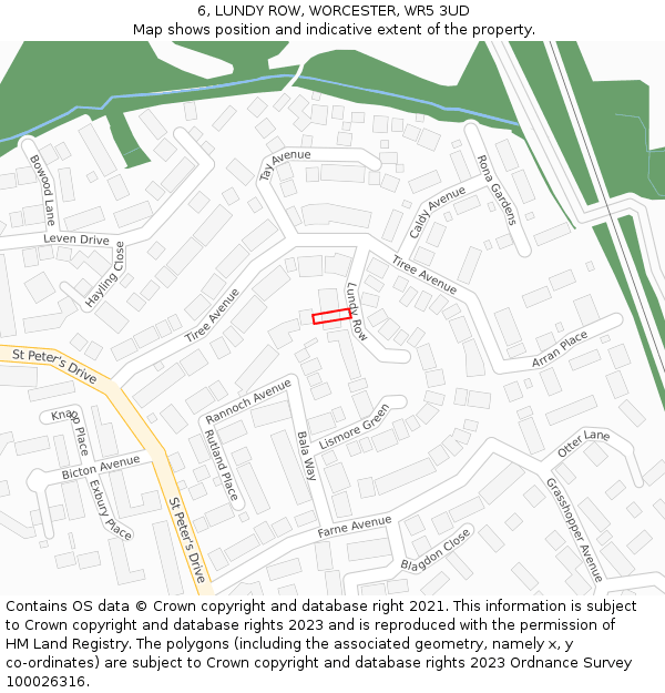 6, LUNDY ROW, WORCESTER, WR5 3UD: Location map and indicative extent of plot