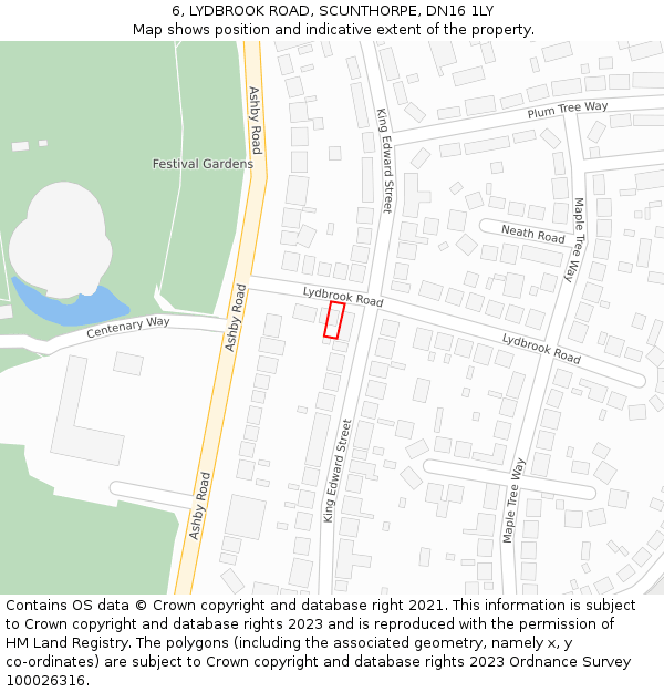 6, LYDBROOK ROAD, SCUNTHORPE, DN16 1LY: Location map and indicative extent of plot