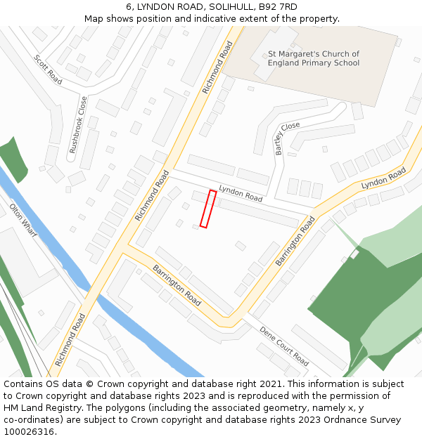 6, LYNDON ROAD, SOLIHULL, B92 7RD: Location map and indicative extent of plot