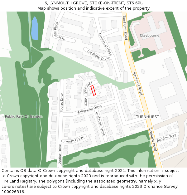 6, LYNMOUTH GROVE, STOKE-ON-TRENT, ST6 6PU: Location map and indicative extent of plot