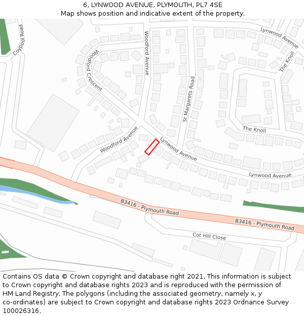 6, LYNWOOD AVENUE, PLYMOUTH, PL7 4SE: Location map and indicative extent of plot