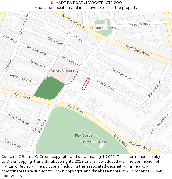 6, MADEIRA ROAD, MARGATE, CT9 2QQ: Location map and indicative extent of plot