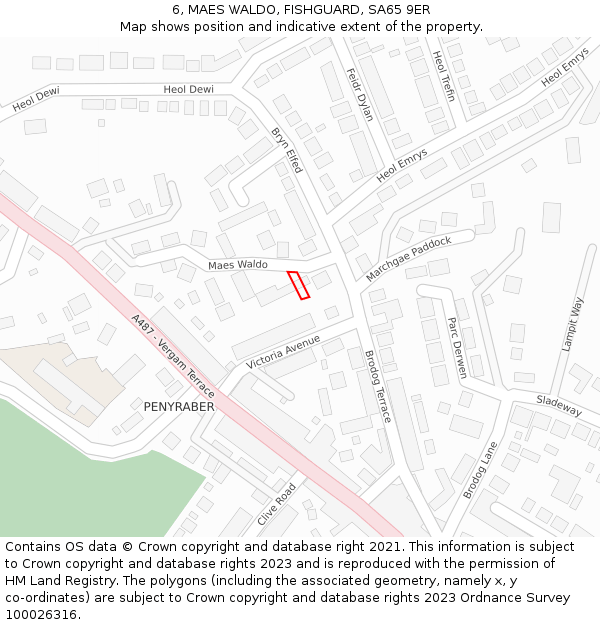 6, MAES WALDO, FISHGUARD, SA65 9ER: Location map and indicative extent of plot