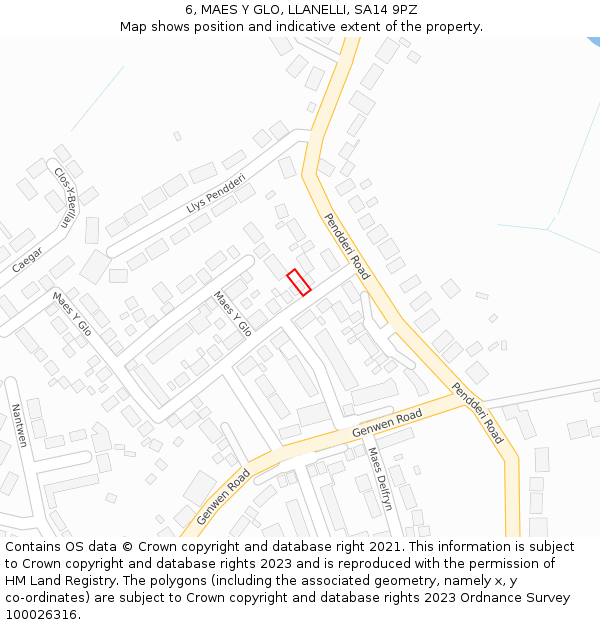 6, MAES Y GLO, LLANELLI, SA14 9PZ: Location map and indicative extent of plot