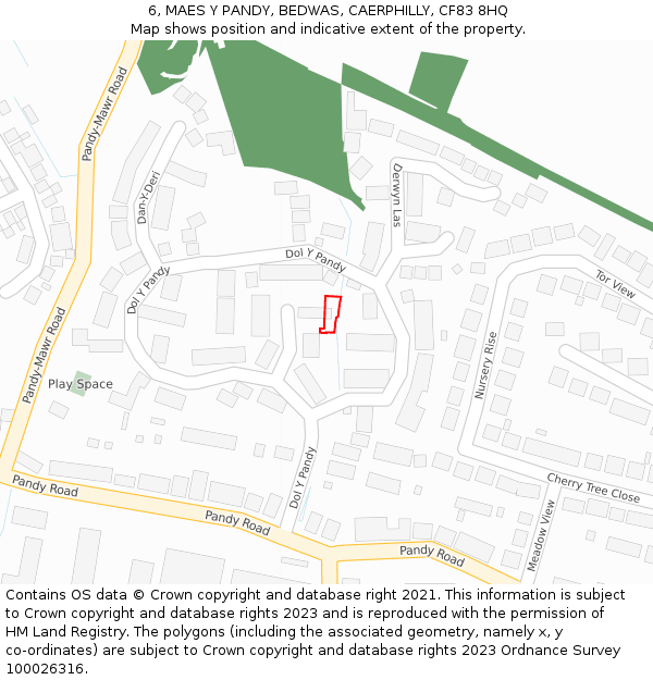 6, MAES Y PANDY, BEDWAS, CAERPHILLY, CF83 8HQ: Location map and indicative extent of plot