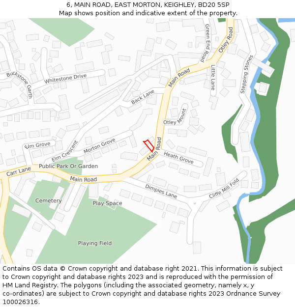 6, MAIN ROAD, EAST MORTON, KEIGHLEY, BD20 5SP: Location map and indicative extent of plot