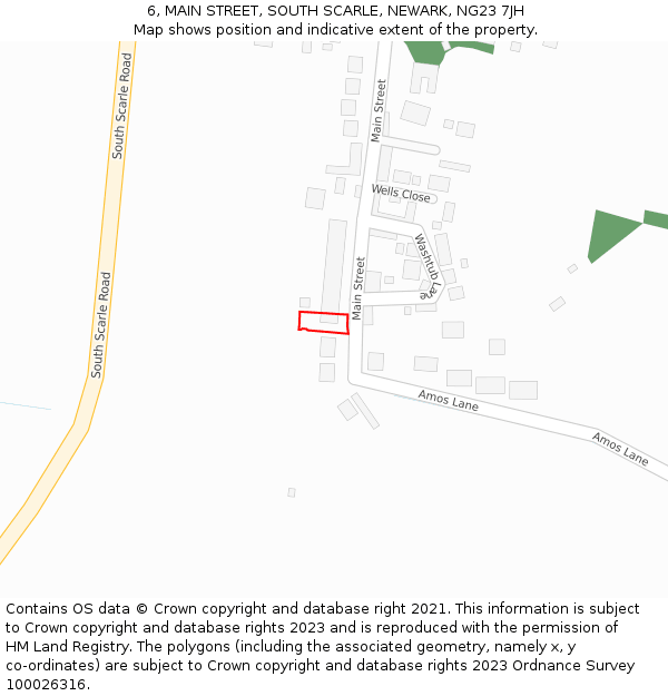 6, MAIN STREET, SOUTH SCARLE, NEWARK, NG23 7JH: Location map and indicative extent of plot