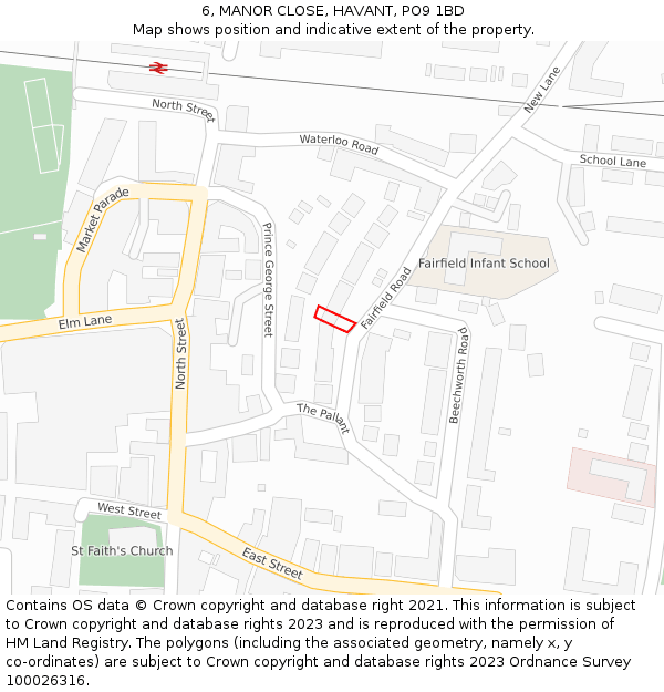 6, MANOR CLOSE, HAVANT, PO9 1BD: Location map and indicative extent of plot