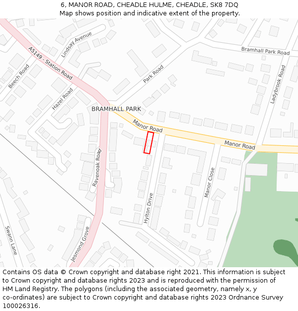 6, MANOR ROAD, CHEADLE HULME, CHEADLE, SK8 7DQ: Location map and indicative extent of plot