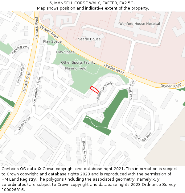 6, MANSELL COPSE WALK, EXETER, EX2 5GU: Location map and indicative extent of plot